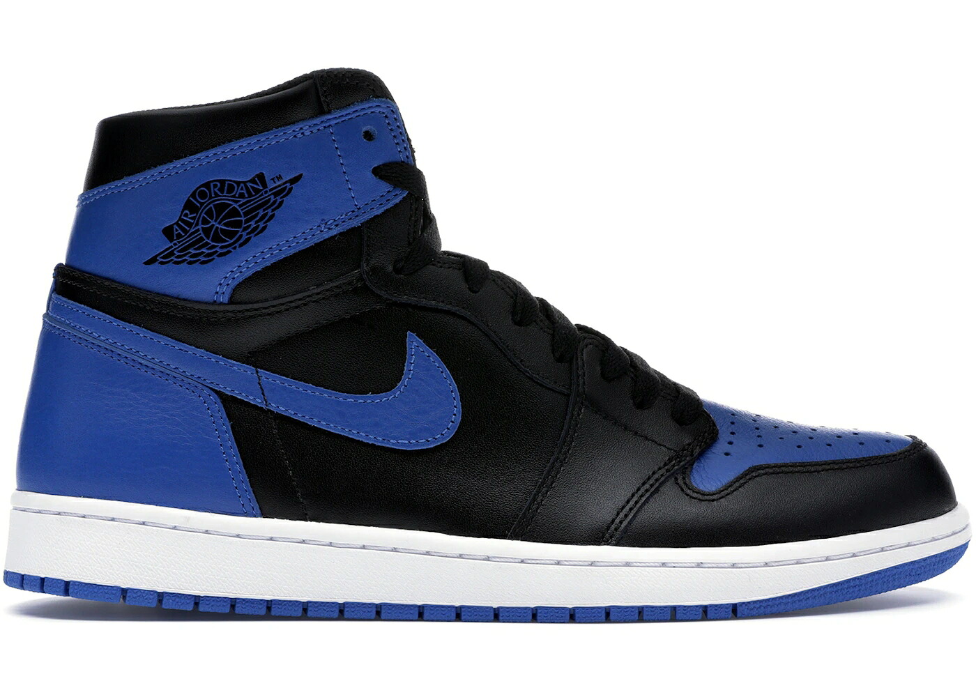 ナイキ ジョーダン 黒色 ブラック 白色 ホワイト スニーカー メンズ JORDAN 1 RETRO ROYAL (2017) / BLACK VARSITY ROYAL WHITE｜スニケス