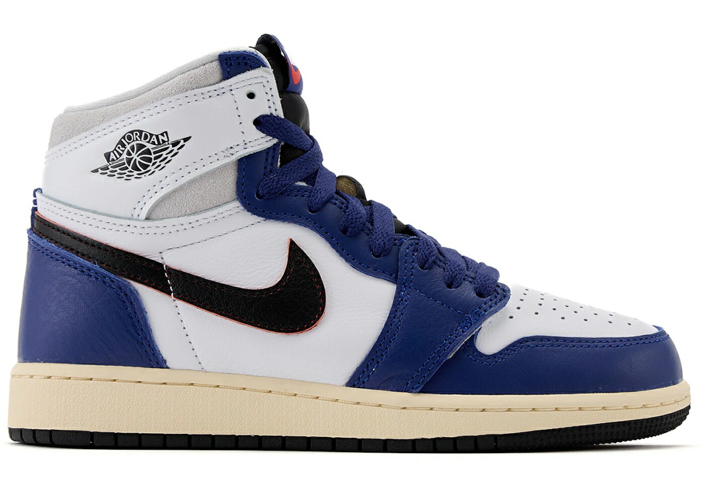 ナイキ ジョーダン ハイ 白色 ホワイト 黒色 ブラック 灰色 グレー ディープ ジュニア キッズ JORDAN 1 RETRO HIGH OG RARE AIR (GS) / WHITE BLACK NEUTRAL GREY DEEP ベビー マタニティ スニーカー