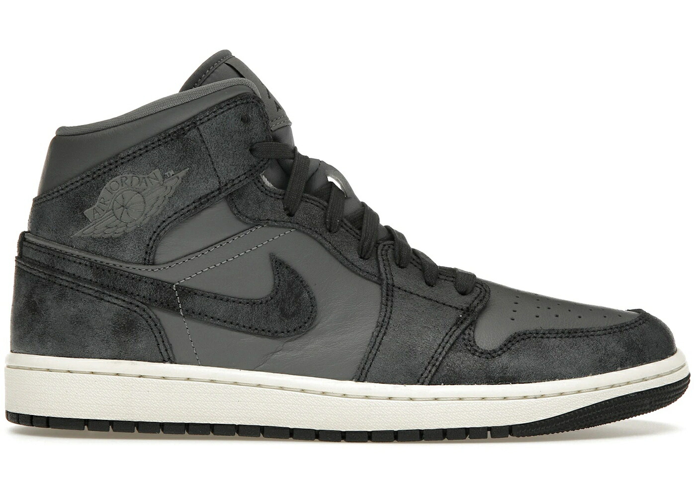ナイキ ジョーダン ミッド 灰色 グレー WOMEN スニーカー レディース JORDAN 1 MID DISTRESSED SMOKE GREY (WOMEN) / SMOKE GREY OFF NOIR SAIL