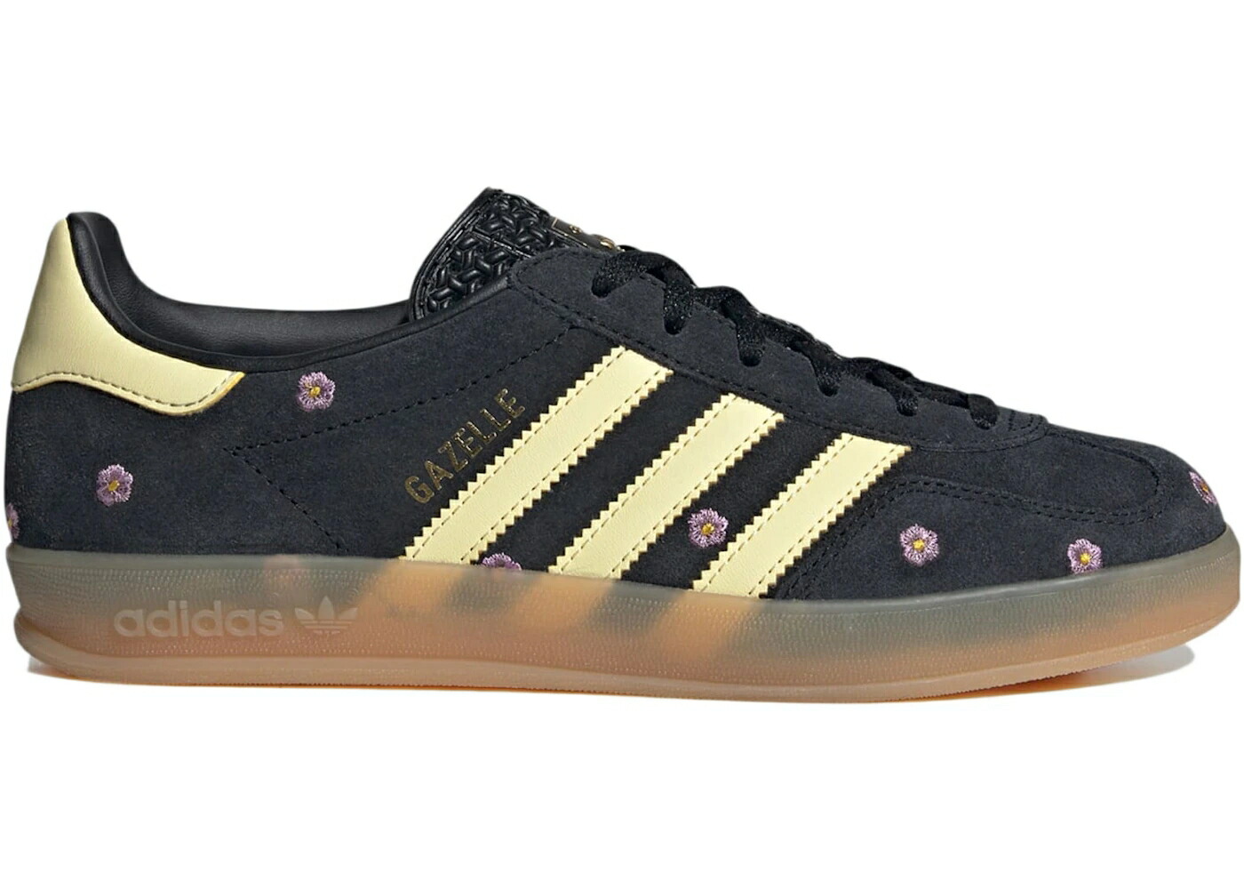 アディダス ガゼル コア 黒色 ブラック 黄色 イエロー 銀色 シルバー WOMEN スニーカー レディース ADIDAS GAZELLE INDOOR CORE BLACK ALMOST YELLOW FLORAL (WOMEN) / CORE BLACK ALMOST YELLOW SILVER