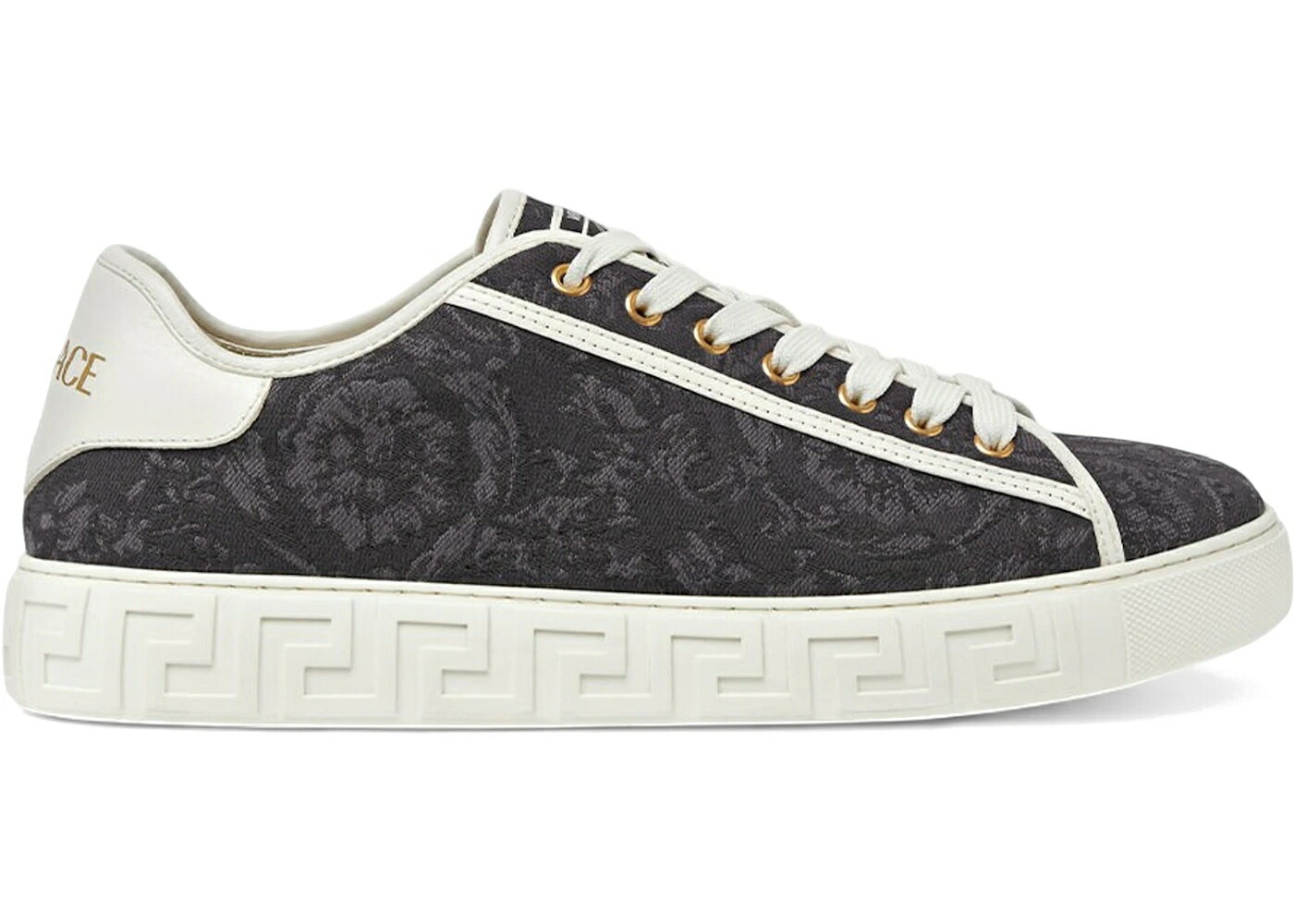 ヴェルサーチェ 黒色 ブラック スニーカー メンズ VERSACE GRECA BAROCCO BLACK PRINT /