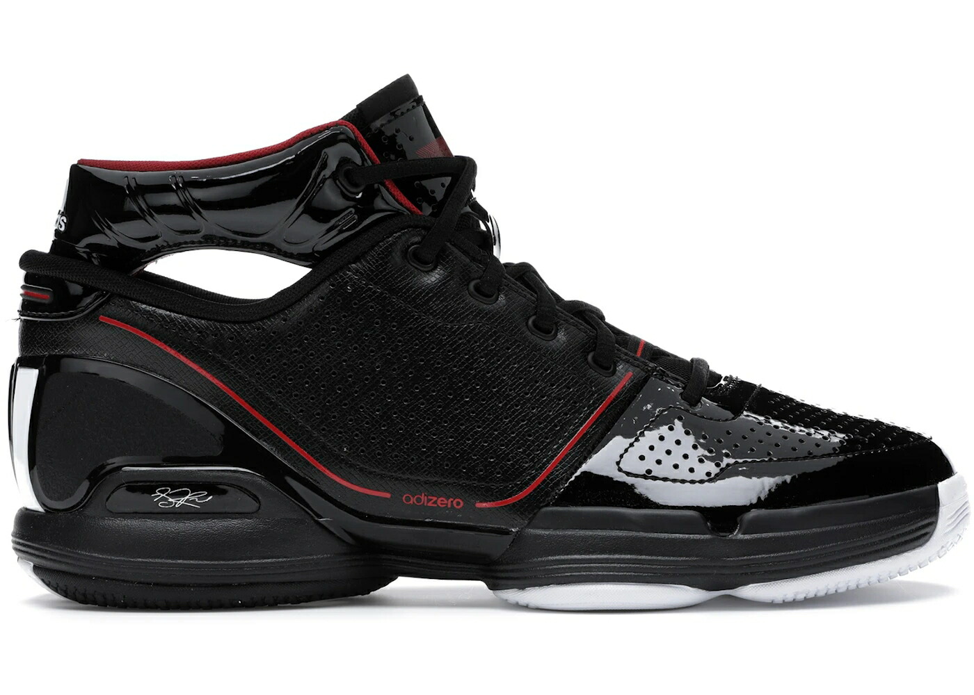 アディダス アディゼロ ローズ 黒色 ブラック 赤 レッド コア 白色 ホワイト スニーカー メンズ ADIDAS ADIZERO ROSE 1 BLACK RED / CORE BLACK CLOUD WHITE SCARLET