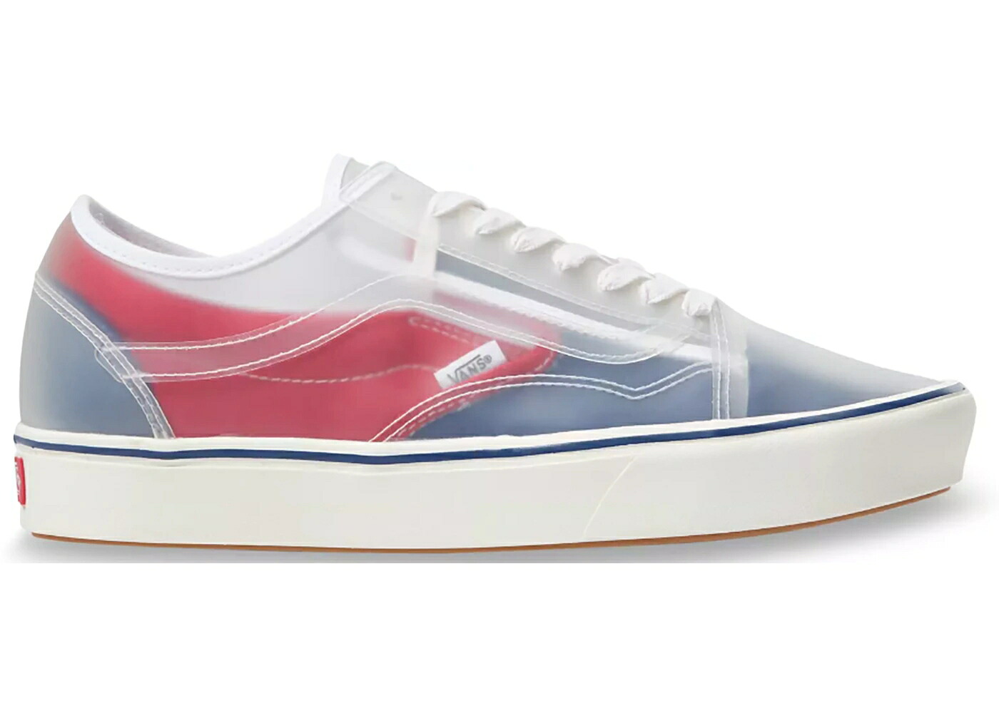 ヴァンズ バンズ 紺色 ネイビー 赤 レッド スニーカー メンズ VANS COMFYCUSH SLIP-SKOOL CANVAS CLEAR / TRUE NAVY RED