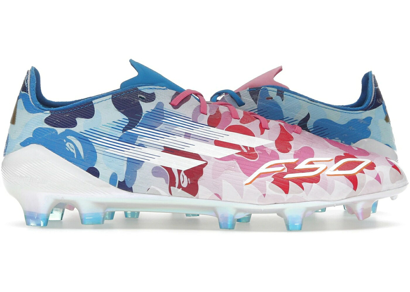 アディダス エリート カモ柄 ピンク 白色 ホワイト 青色 ブルー スニーカー メンズ ADIDAS F50 ELITE FG BAPE MULTI CAMO / CLEAR PINK CLOUD WHITE ICEY BLUE