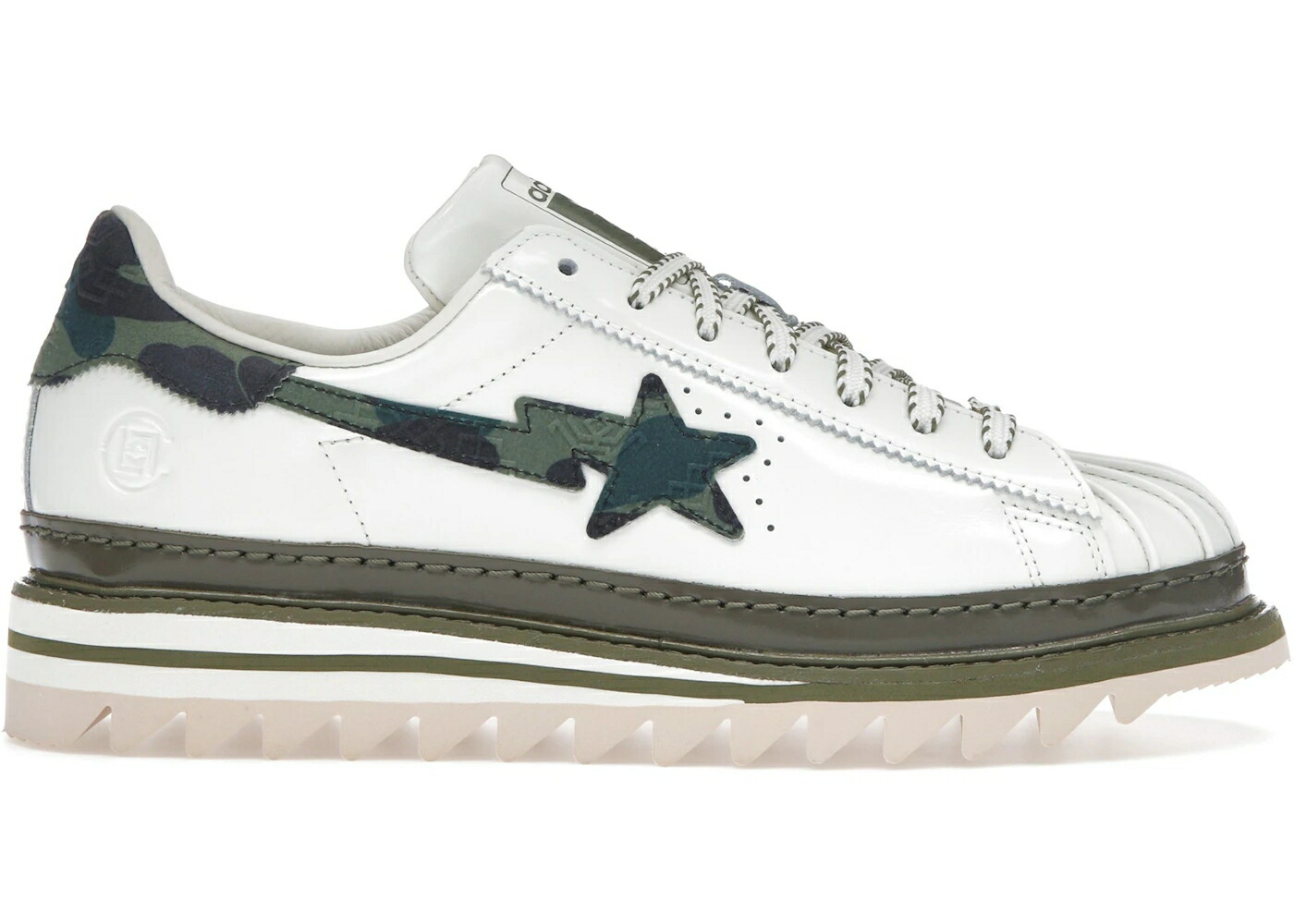 アディダス はやりっ子 クロット 白いこと 白いこと オリーブ 積貨委託貨物 スニーカー メンズ ADIDAS SUPERSTAR CLOT BY EDISON CHEN X BAPE OFF WHITE / OFF WHITE BRANCH OLIVE CARGO