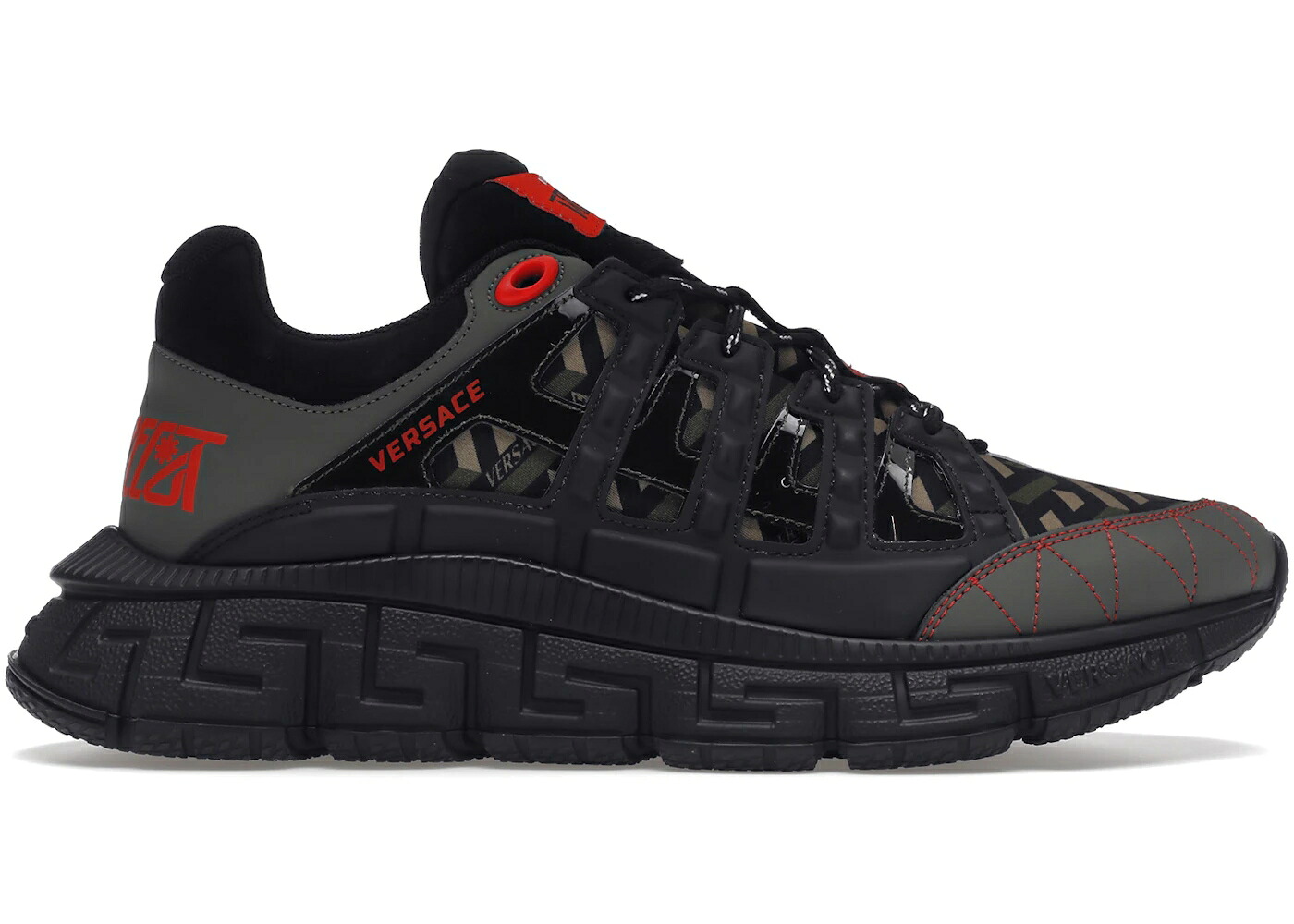 ヴェルサーチェ 赤 赤いこと 黒いこと 黒いこと スニーカー メンズ VERSACE TRIGRECA RED BLACK / RED BLACK