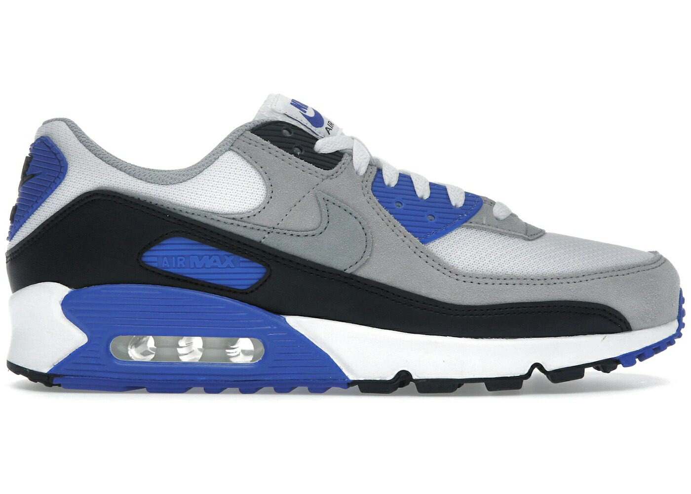 ナイキ マックス 白色 ホワイト 灰色 グレー 黒色 ブラック エアマックス スニーカー メンズ NIKE AIR MAX 90 HYPER ROYAL / WHITE LIGHT SMOKE GREY BLACK