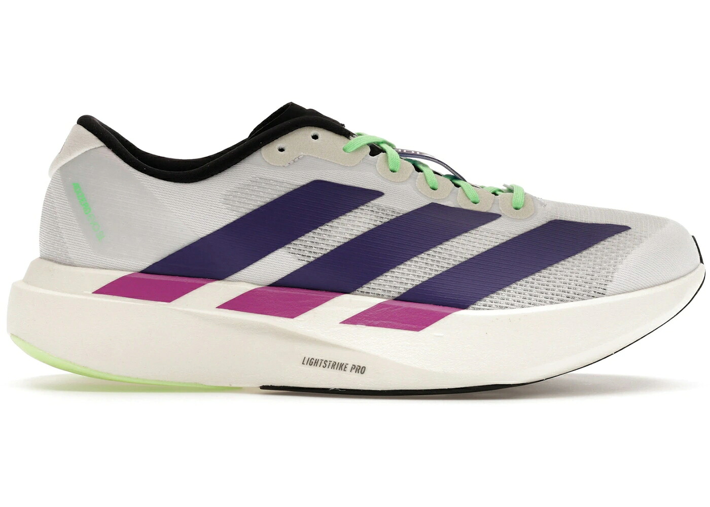 アディダス アディゼロ 白いこと 白いこと 紫 パープル 菩提樹 張りさける スニーカー メンズ ADIDAS ADIZERO EVO SL WHITE PURPLE LIME BURST / WHITE COLLEGIATE PURPLE LIME