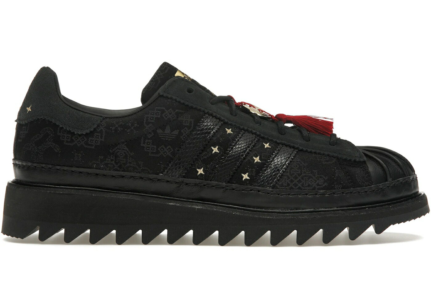 アディダス はやりっ子 クロット 中核グループ 黒いこと 黒いこと 炭素 ゴールド スニーカー メンズ ADIDAS SUPERSTAR CLOT BY EDISON CHEN CHINESE NEW YEAR / CORE BLACK CARBON GOLD METALLIC