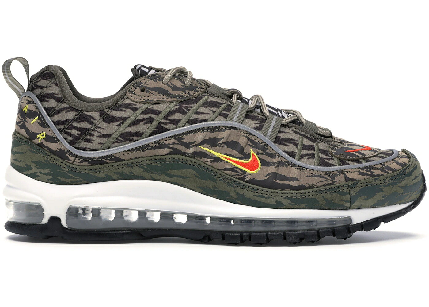 ナイキ マックス 家鴨柄 カーキ 野球クラブ 橙 オレンジ色 オリーブ 大気圏マックス スニーカー メンズ NIKE AIR MAX 98 AOP CAMO / KHAKI TEAM ORANGE MEDIUM OLIVE
