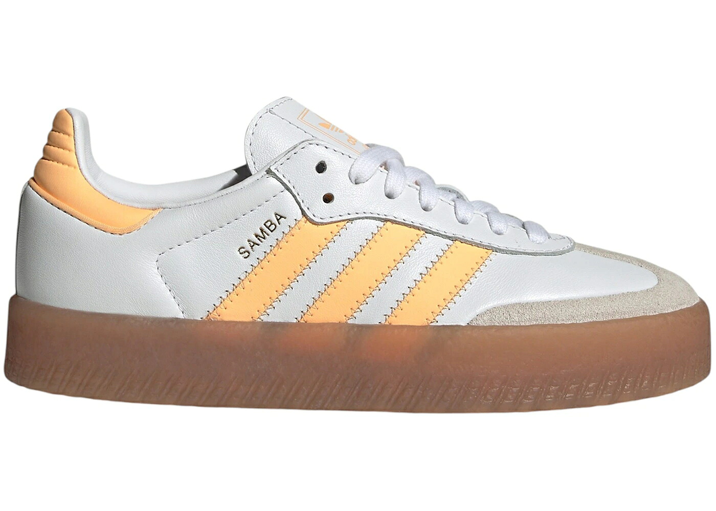 アディダス 白色 ホワイト 橙 オレンジ ゴールド ジュニア キッズ ADIDAS SAMBAE WHITE ACID ORANGE (GS) / CLOUD WHITE ACID ORANGE GOLD ベビー マタニティ スニーカー｜スニケス
