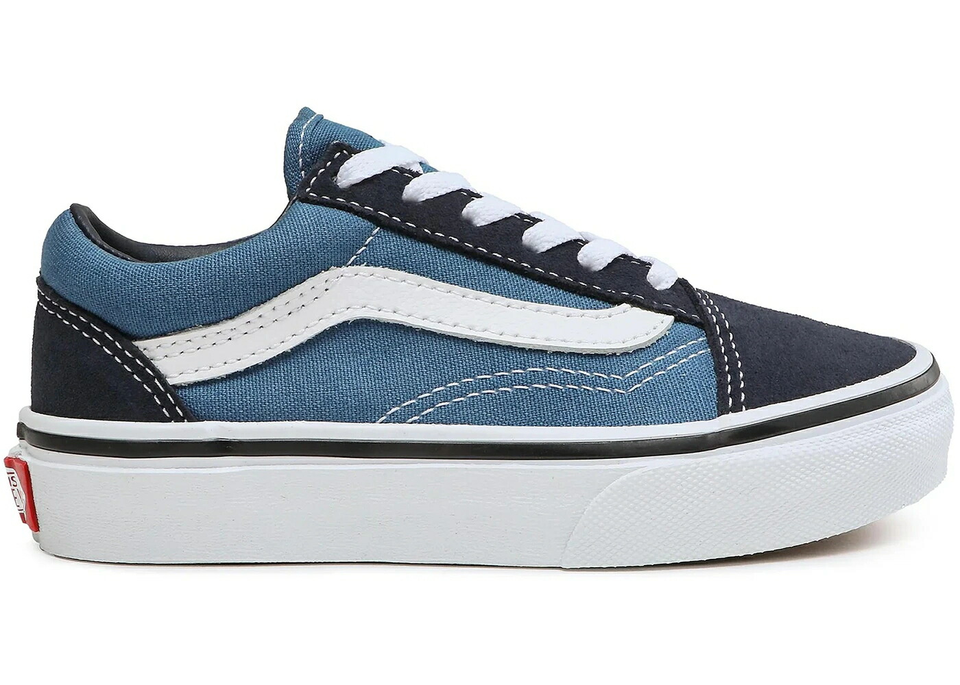 ヴァンズ バンズ 紺色 ネイビー 白色 ホワイト オールドスクール ジュニア キッズ VANS OLD SKOOL NAVY TRUE WHITE (PS) / NAVY TRUE WHITE ベビー マタニティ スニーカー