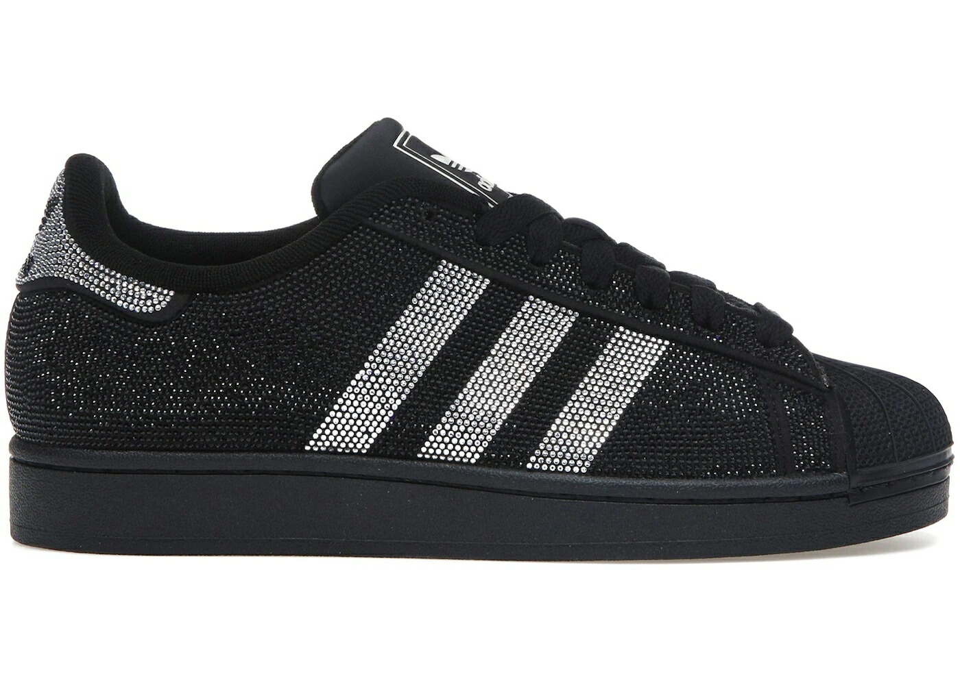 アディダス スーパースター 黒色 ブラック 銀色 シルバー コア WOMEN'S スニーカー レディース ADIDAS SUPERSTAR II RHINESTONE BLACK SILVER (WOMEN'S) / CORE BLACK SILVER METALLIC OFF｜スニケス