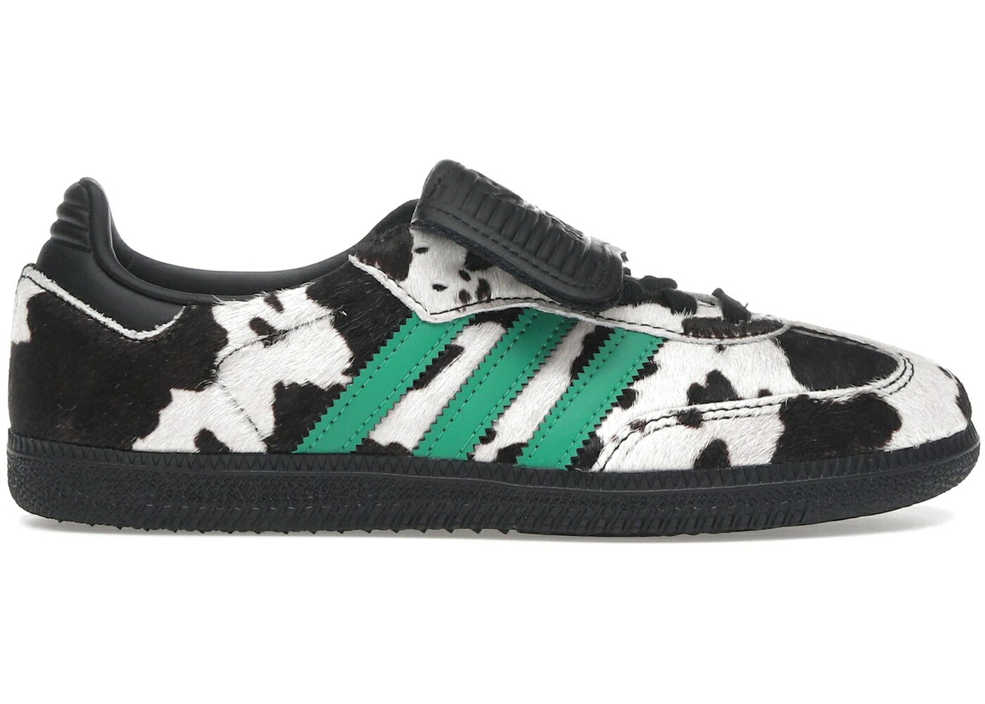 アディダス サンバ 黒色 ブラック 白色 ホワイト 緑 グリーン WOMEN'S スニーカー レディース ADIDAS SAMBA LT COW PRINT BLACK WHITE (WOMEN'S) / BLACK WHITE COLLEGIATE GREEN｜スニケス