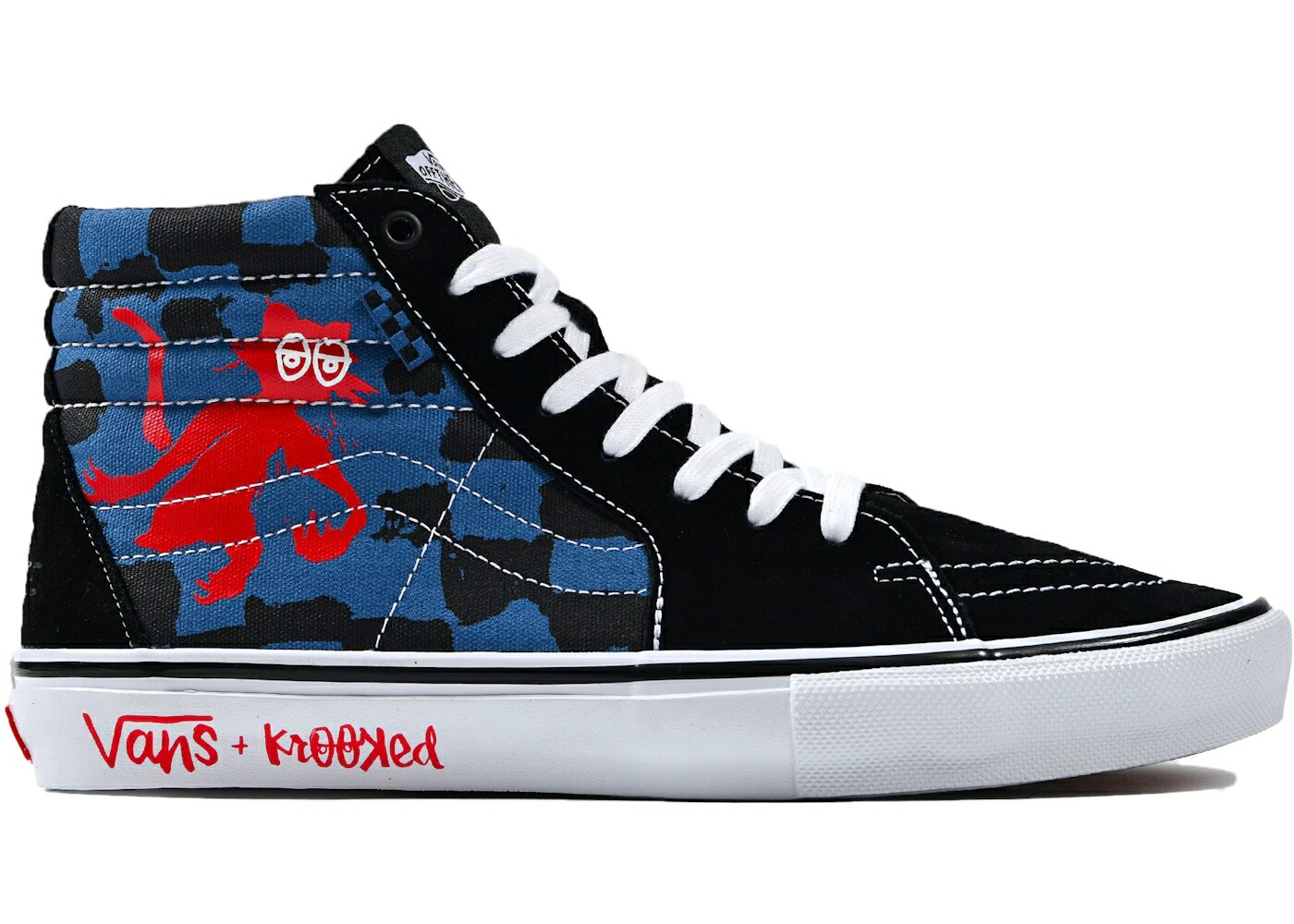 ヴァンズ バンズ スケートハイ 黒色 ブラック 青色 ブルー 白色 ホワイト 赤 レッド スニーカー メンズ VANS SK8-HI KROOKED BY NATAS FOR RAY BLACK BLUE / BLACK BLUE WHITE RED|スニケス