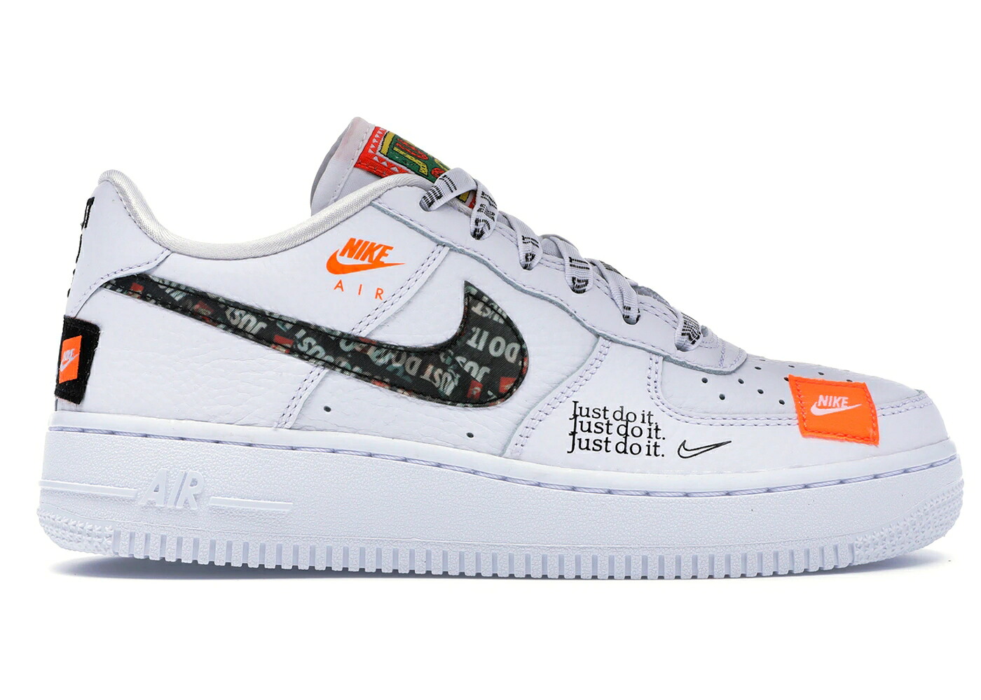 ナイキ 白いこと 白いこと 橙 オレンジ色 黒いこと 黒いこと 空軍 お坊っちゃん キッズ NIKE AIR FORCE 1 LOW JUST DO IT PACK WHITE (GS) / WHITE TOTAL ORANGE BLACK もの言う花 マタニティ スニーカー