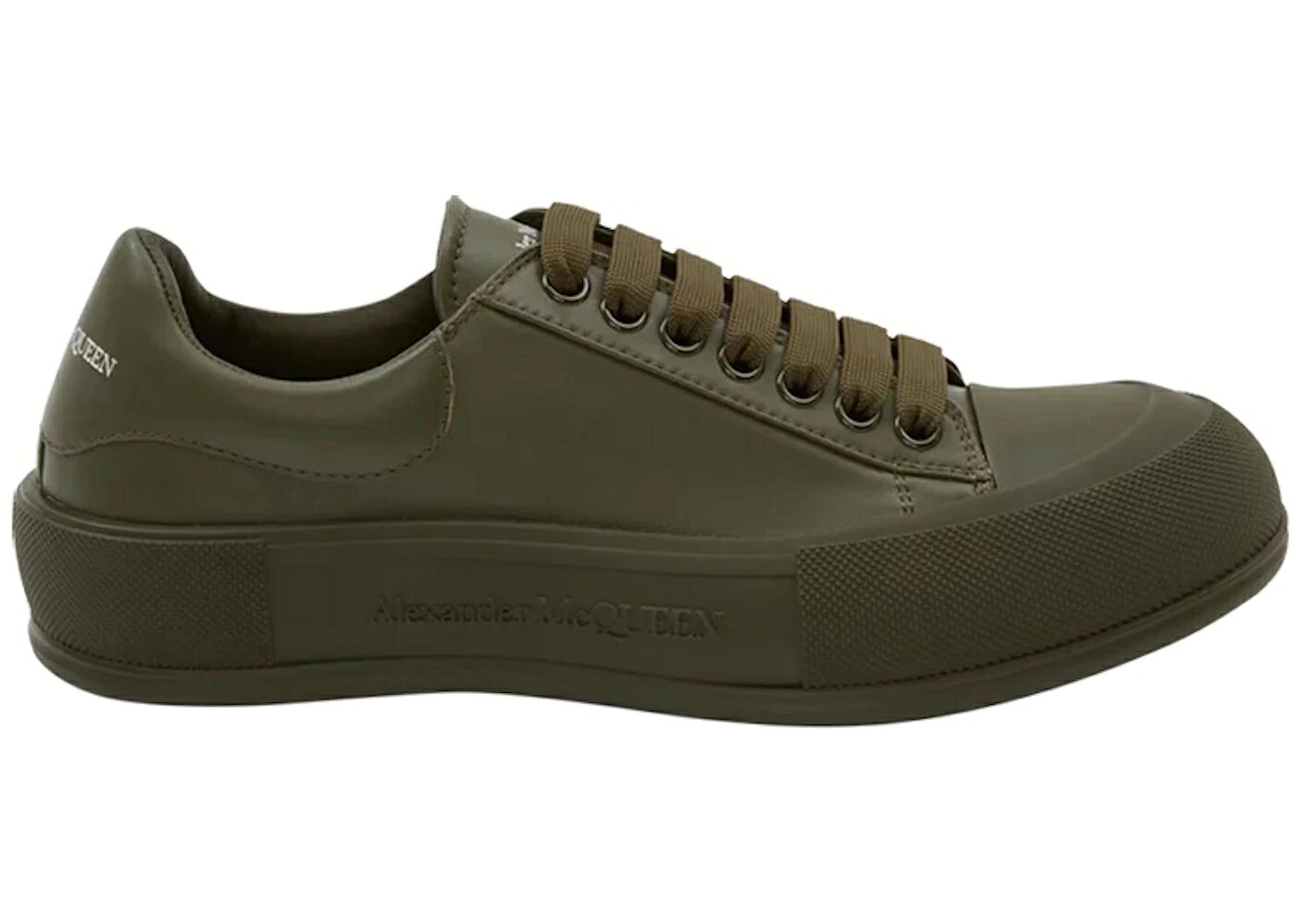 アレキサンダーマックイーン なめし革 カーキ スニーカー メンズ ALEXANDER MCQUEEN ALEXANDER MCQUEEN LEATHER DECK PLIMSOLL KHAKI /