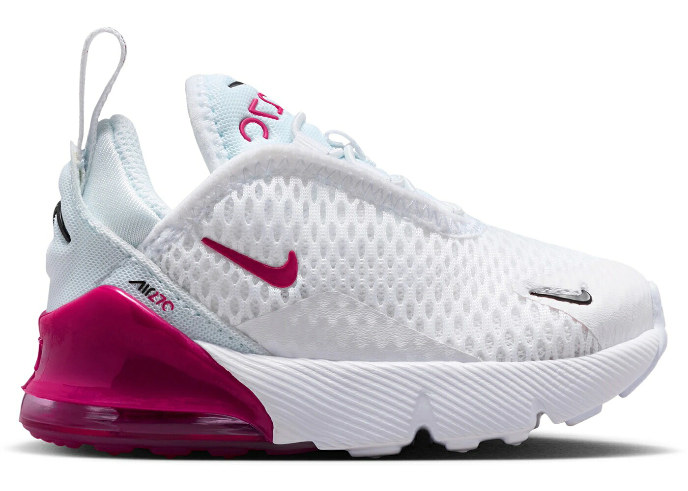 ナイキ マックス 白色 ホワイト 黒色 ブラック エアマックス ジュニア キッズ NIKE AIR MAX 270 WHITE SWEET BEET (TD) / WHITE BLACK SWEET BEET｜スニケス