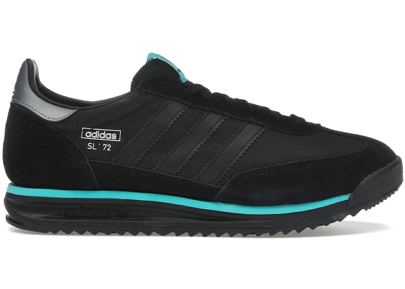 アディダス 野球クラブ 黒いこと 黒いこと 中核グループ しろがね色 しろがね色 スニーカー メンズ ADIDAS SL 72 RS MERCEDES-AMG PETRONAS FORMULA ONE TEAM BLACK / CORE BLACK CORE BLACK SILVER