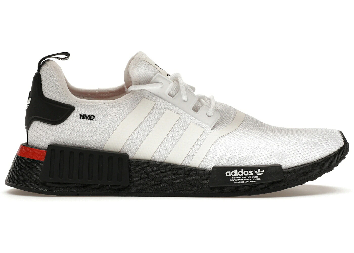 アディダス 白色 ホワイト コア 黒色 ブラック スニーカー メンズ ADIDAS NMD R1 CLOUD WHITE CORE BLACK SCARLET / CLOUD WHITE CORE BLACK SCARLET｜スニケス