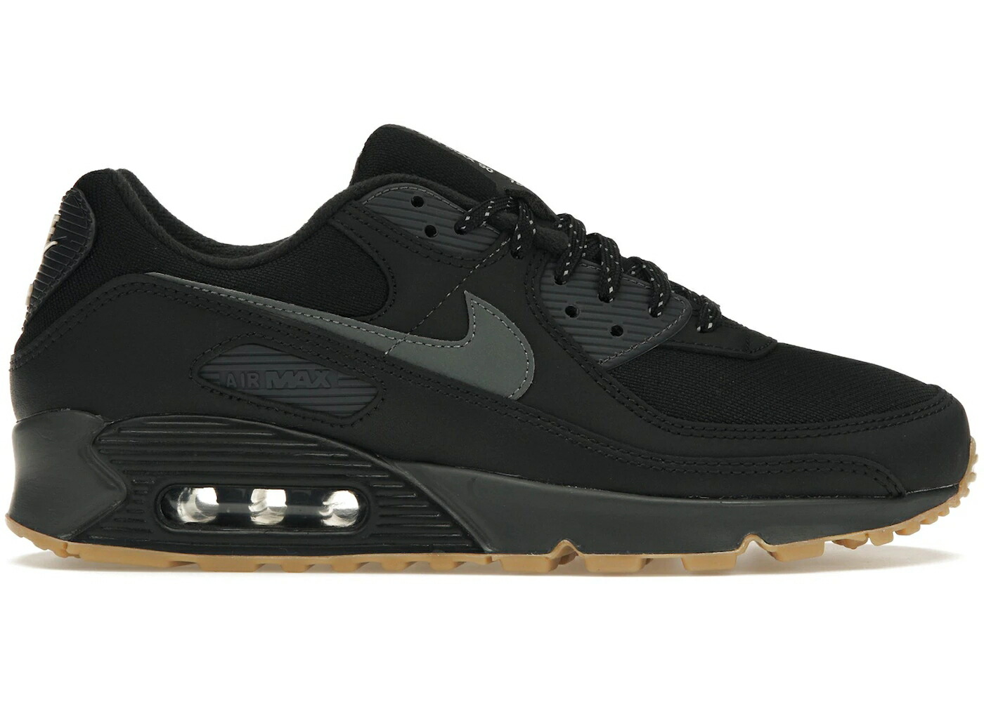 ナイキ マックス 黒いこと 黒いこと 薄墨色 薄墨色 エア湖マックス スニーカー メンズ NIKE AIR MAX 90 BLACK SMOKE GREY GUM REFLECTIVE / BLACK ANTHRACITE LIGHT OREWOOD