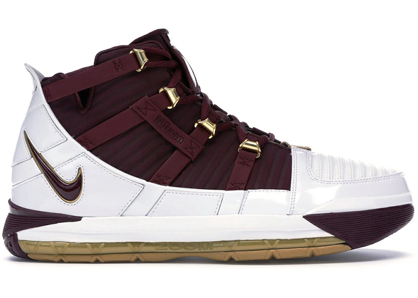 ナイキ レブロン 白色 ホワイト ディープ マルーン ゴールド スニーカー メンズ NIKE LEBRON 3 CHRIST THE KING (2018) / WHITE DEEP MAROON METALLIC GOLD