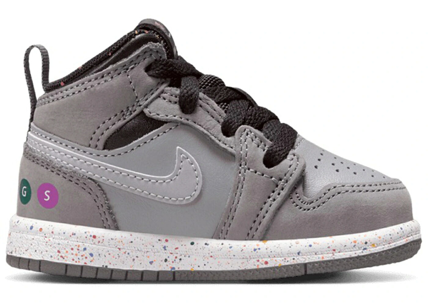 ナイキ ジョーダン ミッド 銀色 シルバー 黒色 ブラック ジュニア キッズ JORDAN 1 MID WINGS NYC SUBWAY (TD) / GUNSMOKE MATTE SILVER BLACK｜スニケス