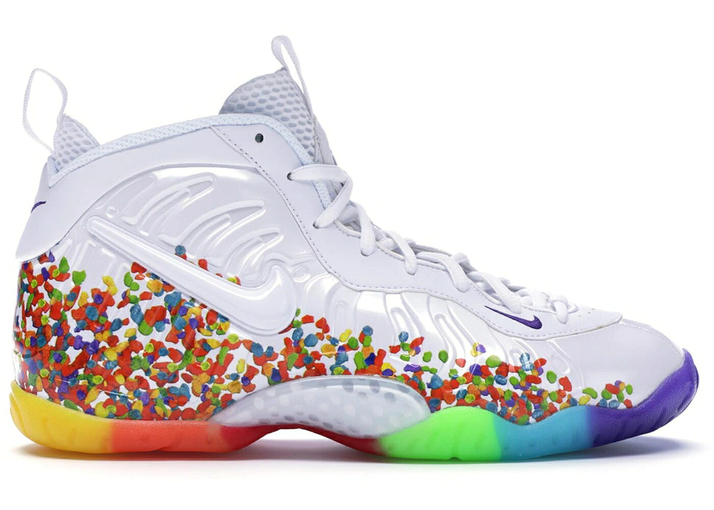 ナイキ フォームポジット 白色 ホワイト コート 紫 パープル エアフォームポジットワン ジュニア キッズ NIKE AIR FOAMPOSITE ONE WHITE FRUITY PEBBLES (2017) (GS) / WHITE WHITE COURT PURPLE ベビー マタニ|スニケス
