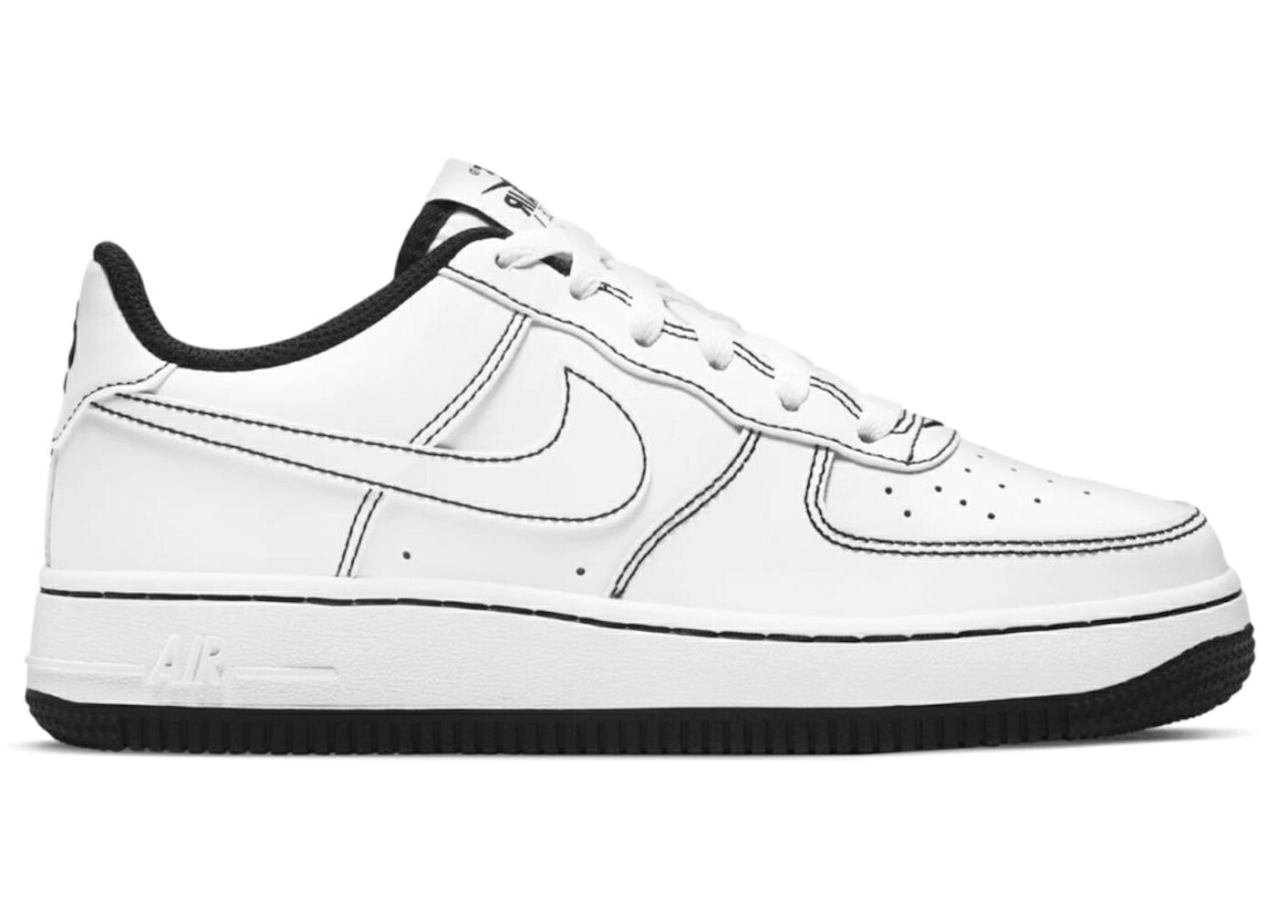 ナイキ 白いこと 白いこと 黒いこと 黒いこと 空軍 お坊っちゃん キッズ NIKE AIR FORCE 1 LOW 07 CONTRAST STITCH WHITE BLACK (GS) / WHITE WHITE BLACK もの言う花 マタニティ スニーカー