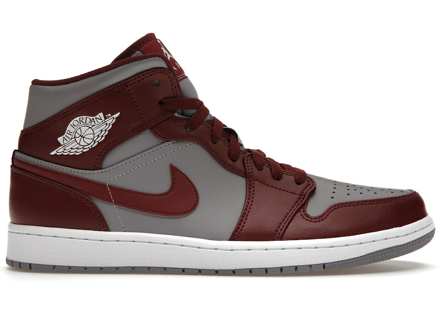 ナイキ ジョーダン ミッド 赤 レッド 白色 ホワイト 灰色 シメント グレー スニーカー メンズ JORDAN 1 MID CHERRYWOOD RED / CHERRYWOOD RED WHITE CEMENT GREY