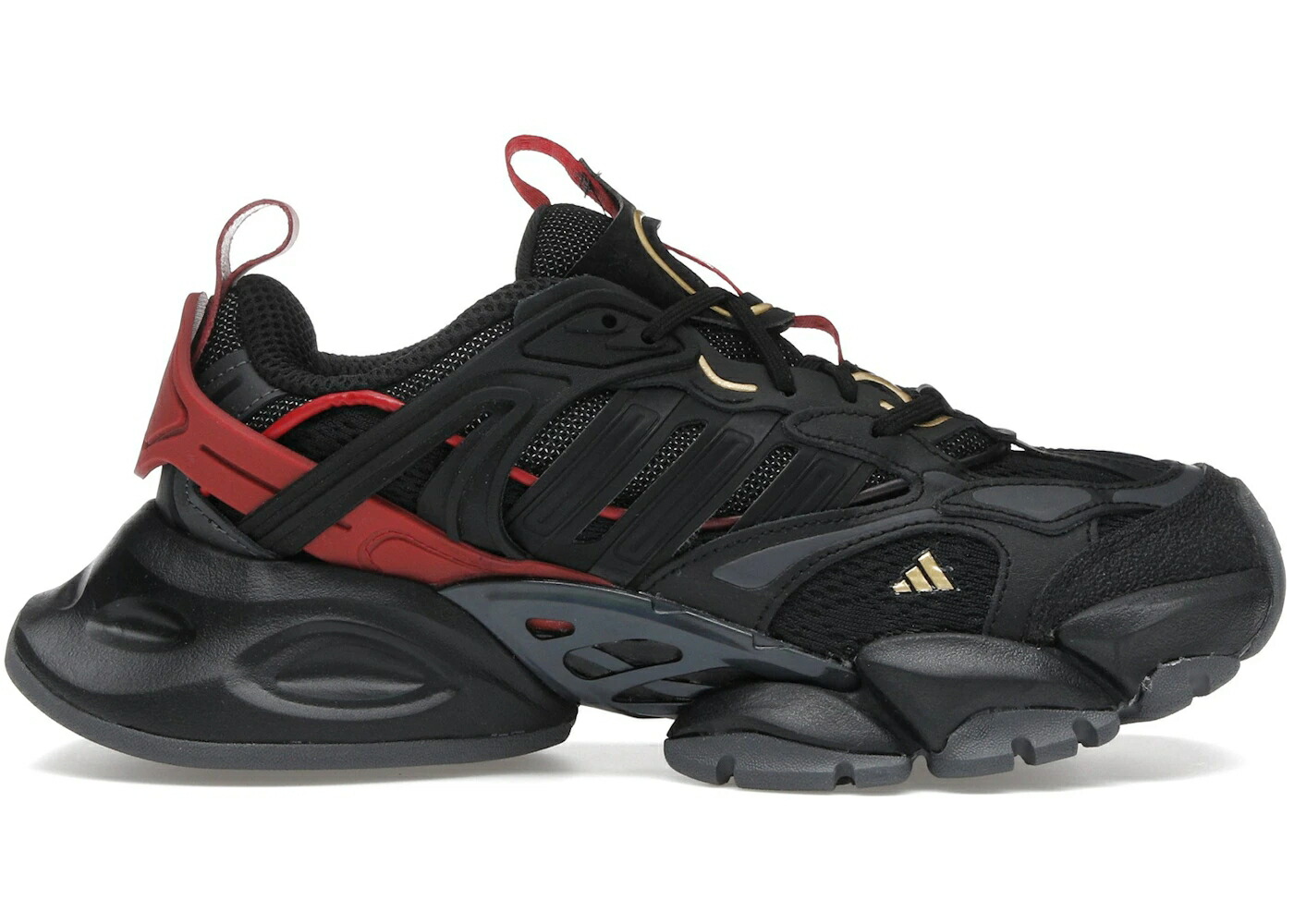 アディダス デラックス 黒色 ブラック ゴールド 赤 レッド コア スニーカー メンズ ADIDAS XLG RUNNER DELUXE BLACK GOLD METALLIC RED / CORE BLACK GOLD METALLIC GOLD