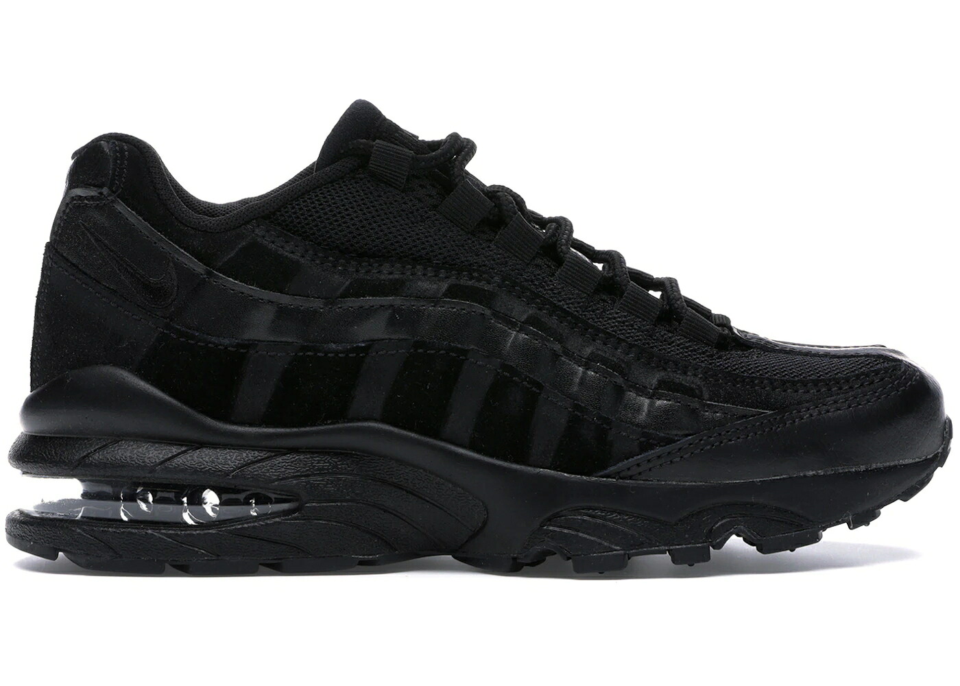 ナイキ マックス 黒いこと 黒いこと スエードクロス スウェード エア湖マックス 御坊っちゃん キッズ NIKE AIR MAX 95 BLACK SUEDE (GS) / BLACK BLACK BLACK もの言う花 マタニティ スニーカー