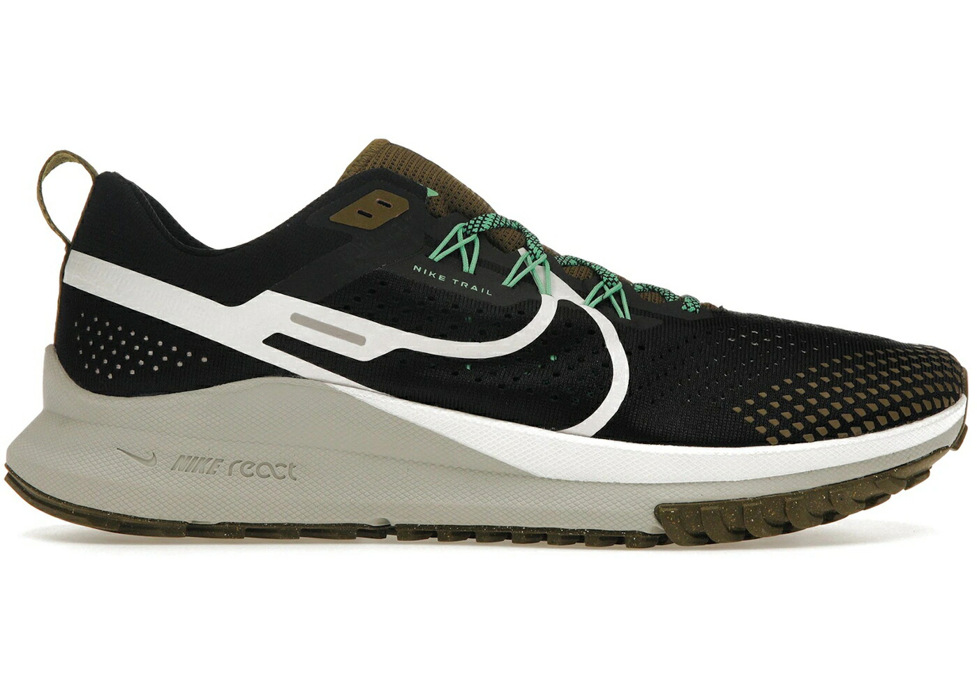ナイキ リアクト ペガサス 黒色 ブラック オリーブ スプリング 緑 グリーン スニーカー メンズ NIKE REACT PEGASUS TRAIL 4 BLACK OLIVE / BLACK OLIVE FLAK SPRING GREEN