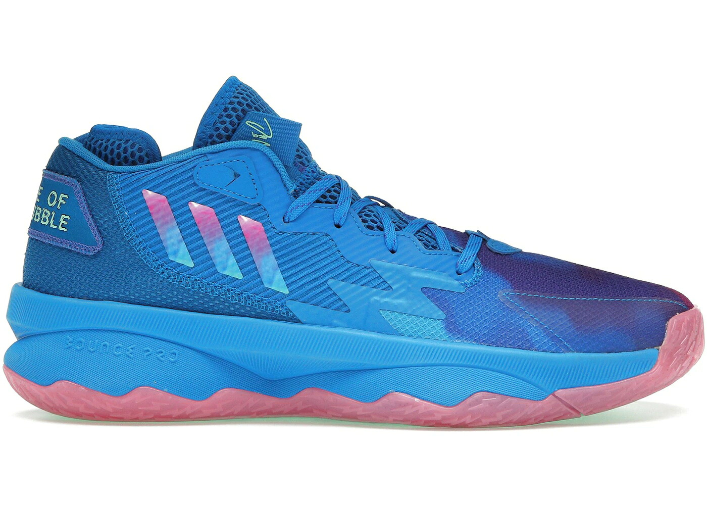 アディダス バブル 青色 ブルー ピンク 紫 パープル スニーカー メンズ ADIDAS DAME 8 BATTLE OF THE BUBBLE / BLUE PINK PURPLE
