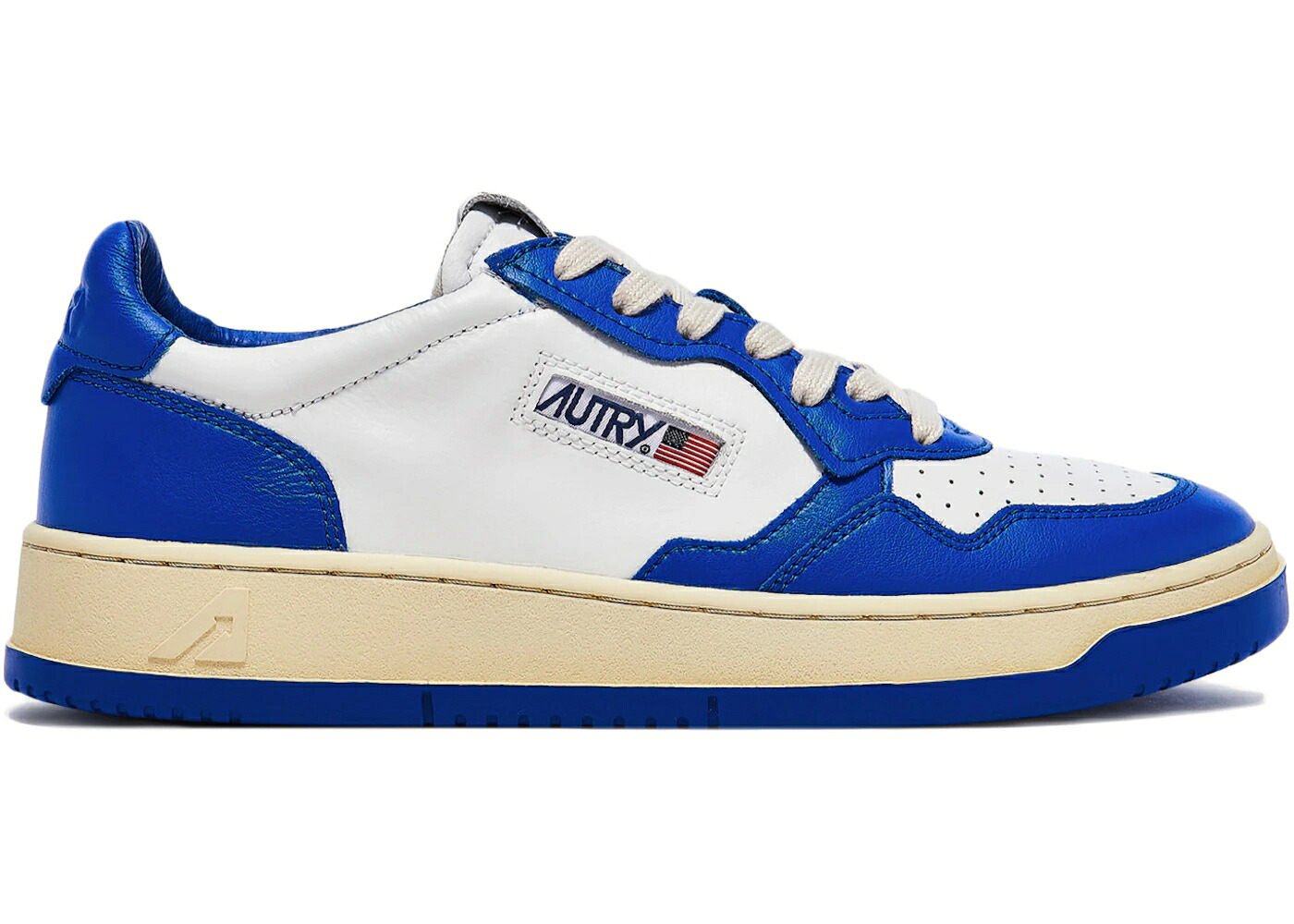 なめし革 アズール 白いこと 白いこと 皮膚軟化剤 スニーカー メンズ AUTRY MEDALIST LEATHER LOW AZURE WHITE / AZURE WHITE CREAM