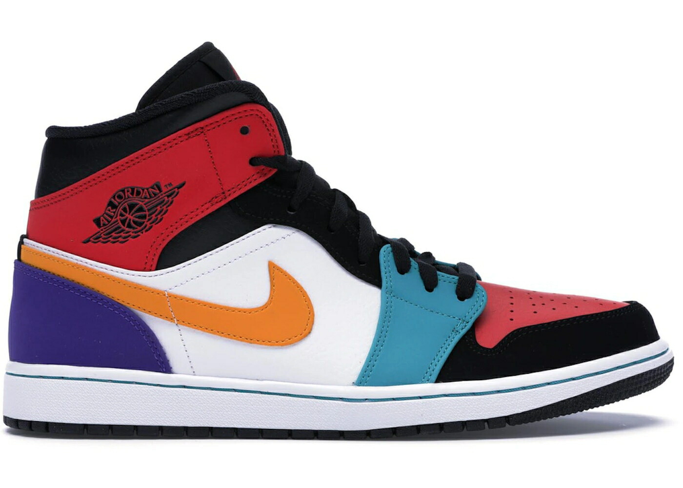 ナイキ ジョーダン ミッド 白色 ホワイト 赤 レッド 黒色 ブラック ターボ スニーカー メンズ JORDAN 1 MID BRED MULTI-COLOR / WHITE UNIVERSITY RED BLACK TURBO