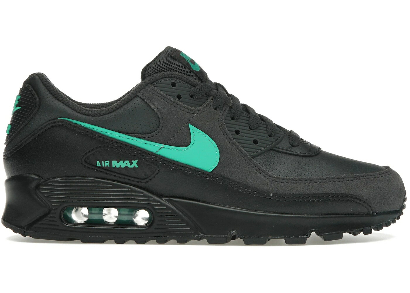 ナイキ マックス 黒色 ブラック 翡翠 ジェード 灰色 グレー エアマックス スニーカー メンズ NIKE AIR MAX 90 BLACK CLEAR JADE / DARK SMOKE GREY CLEAR JADE II