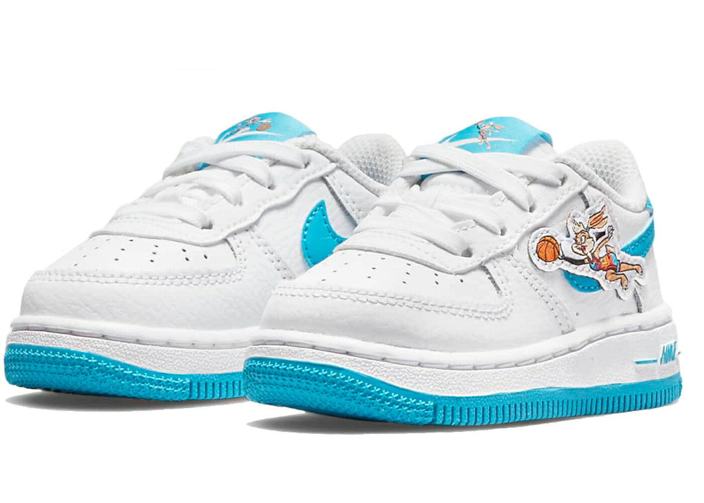 ナイキ ジャム 白いこと 白いこと 青碧 青碧 空軍 間隔文字ジャム お坊っちゃん キッズ NIKE AIR FORCE 1 LOW HARE SPACE JAM (TD) / WHITE LIGHT BLUE FURY WHITE