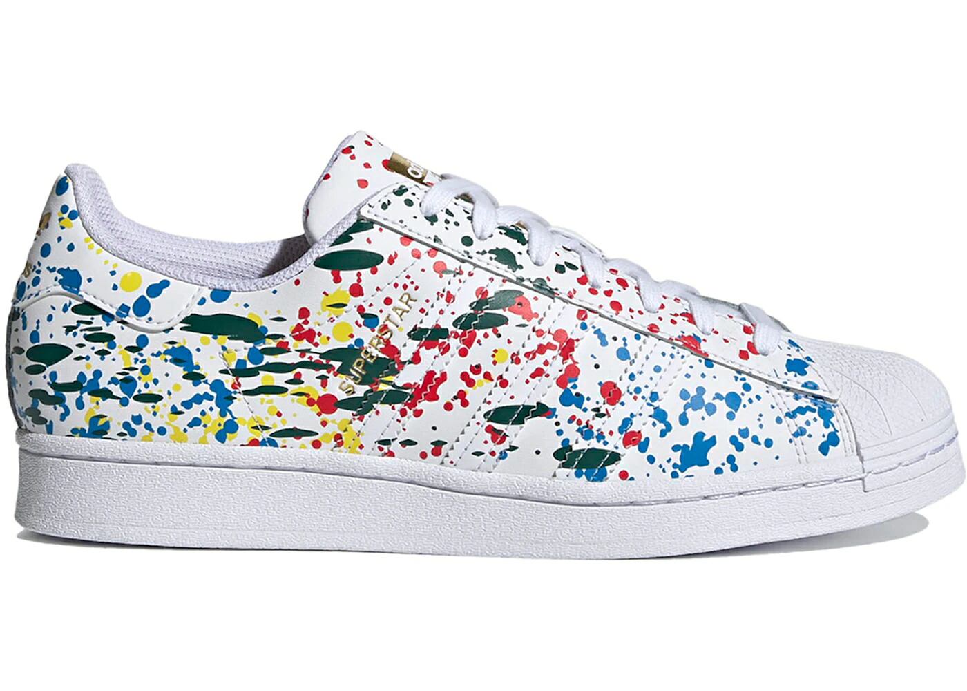 アディダス はやりっ児 白いこと 白いこと ゴールド スニーカー メンズ ADIDAS SUPERSTAR SPLASHES, SPLATTER AND DRIPS WHITE / CLOUD WHITE CLOUD WHITE GOLD スニーカー-靴-メンズ靴
