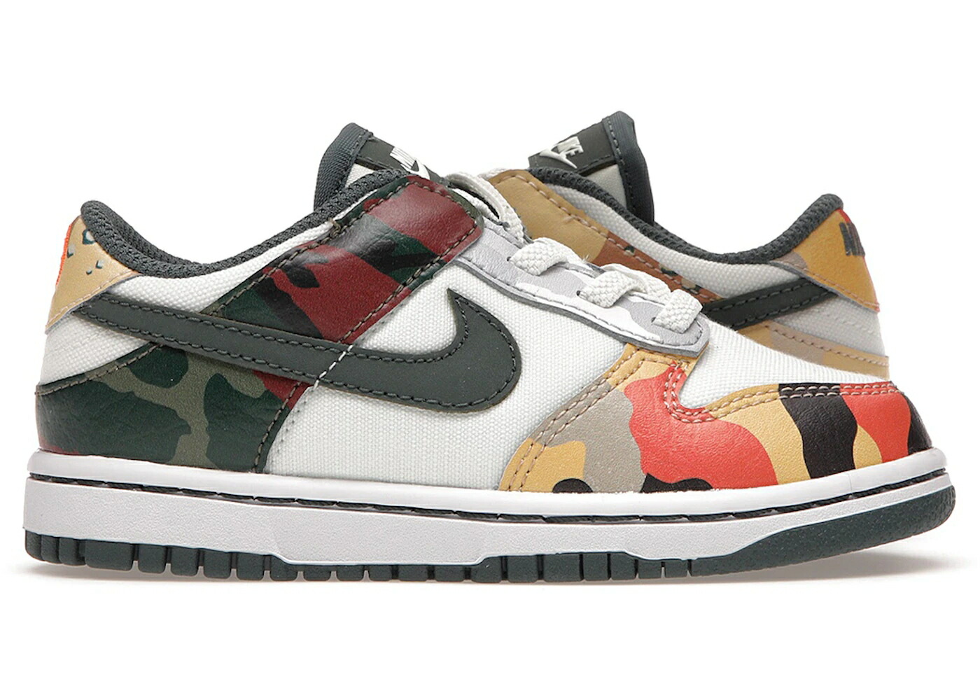 ナイキ ダンク ビンテージ ヴィンテージ 緑 緑であること 橙 オレンジ色 ダンクロー お坊っちゃん キッズ NIKE DUNK LOW SAIL MULTI-CAMO (TD) / SAIL VINTAGE GREEN TOTAL ORANGE