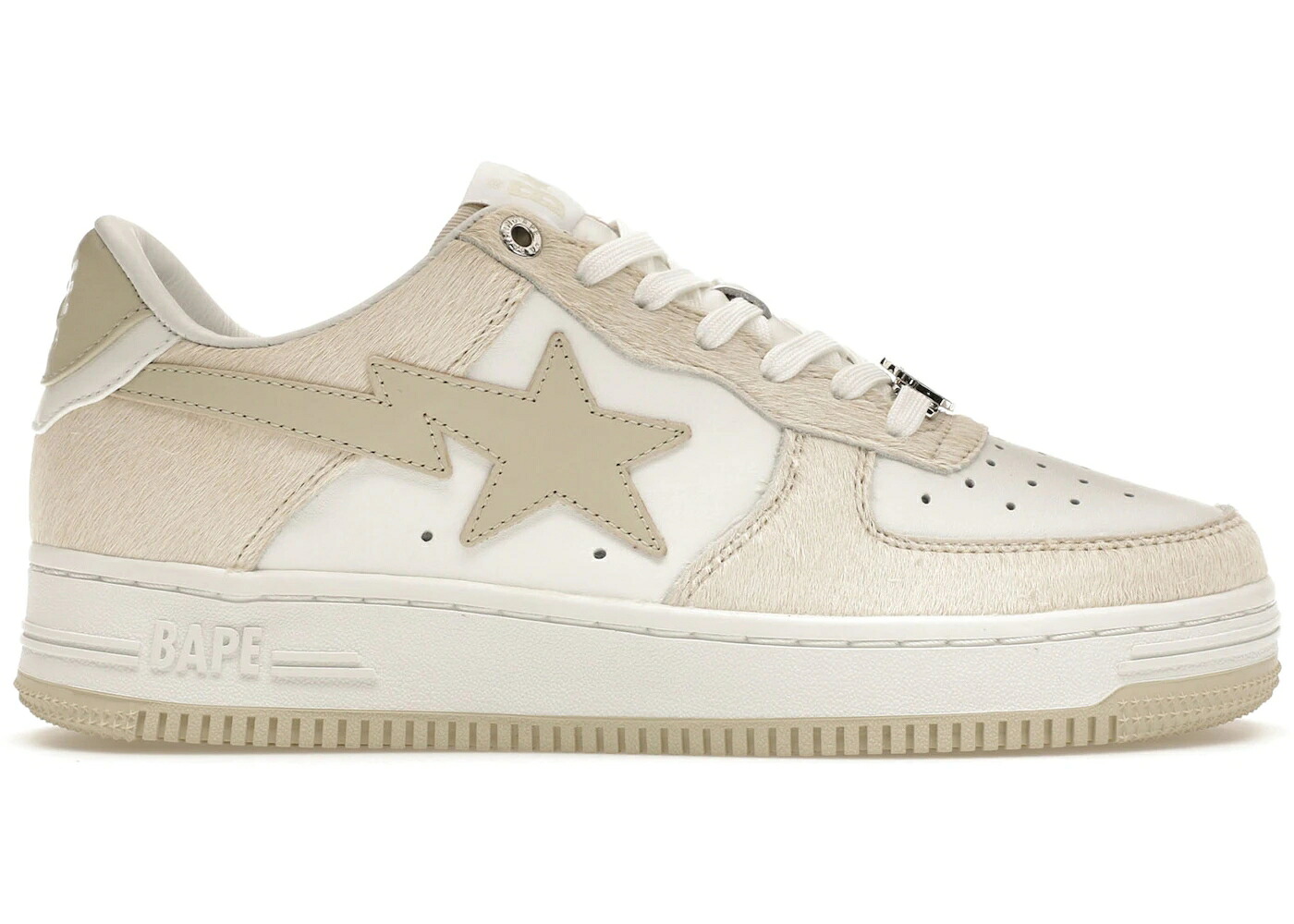 ベイプ ベージュ スニーカー メンズ BAPE A BATHING APE STA BEIGE CALF HAIR /