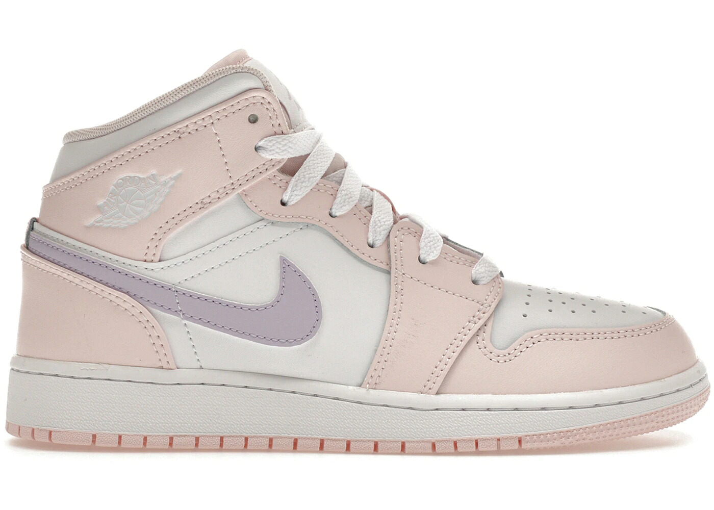 ナイキ ジョーダン ミッド ピンク 紫 バイオレット 白色 ホワイト ジュニア キッズ JORDAN 1 MID PINK WASH (GS) / PINK WASH VIOLET FROST WHITE ベビー マタニティ スニーカー｜スニケス