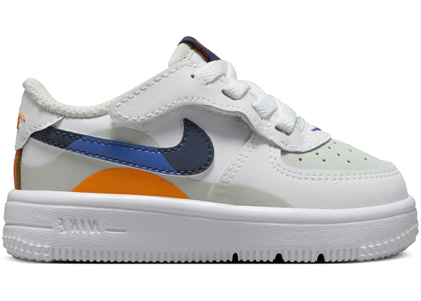 ナイキ 銀色 シルバー 白色 ホワイト 青色 ブルー 紺色 ネイビー ジュニア キッズ NIKE FORCE 1 LOW LV8 2 EASYON LIGHT SILVER WHITE ASTRONOMY BLUE MIDNIGHT NAVY (I) / LIGHT SILVER WHITE ASTRONOMY ベビー マタニテ