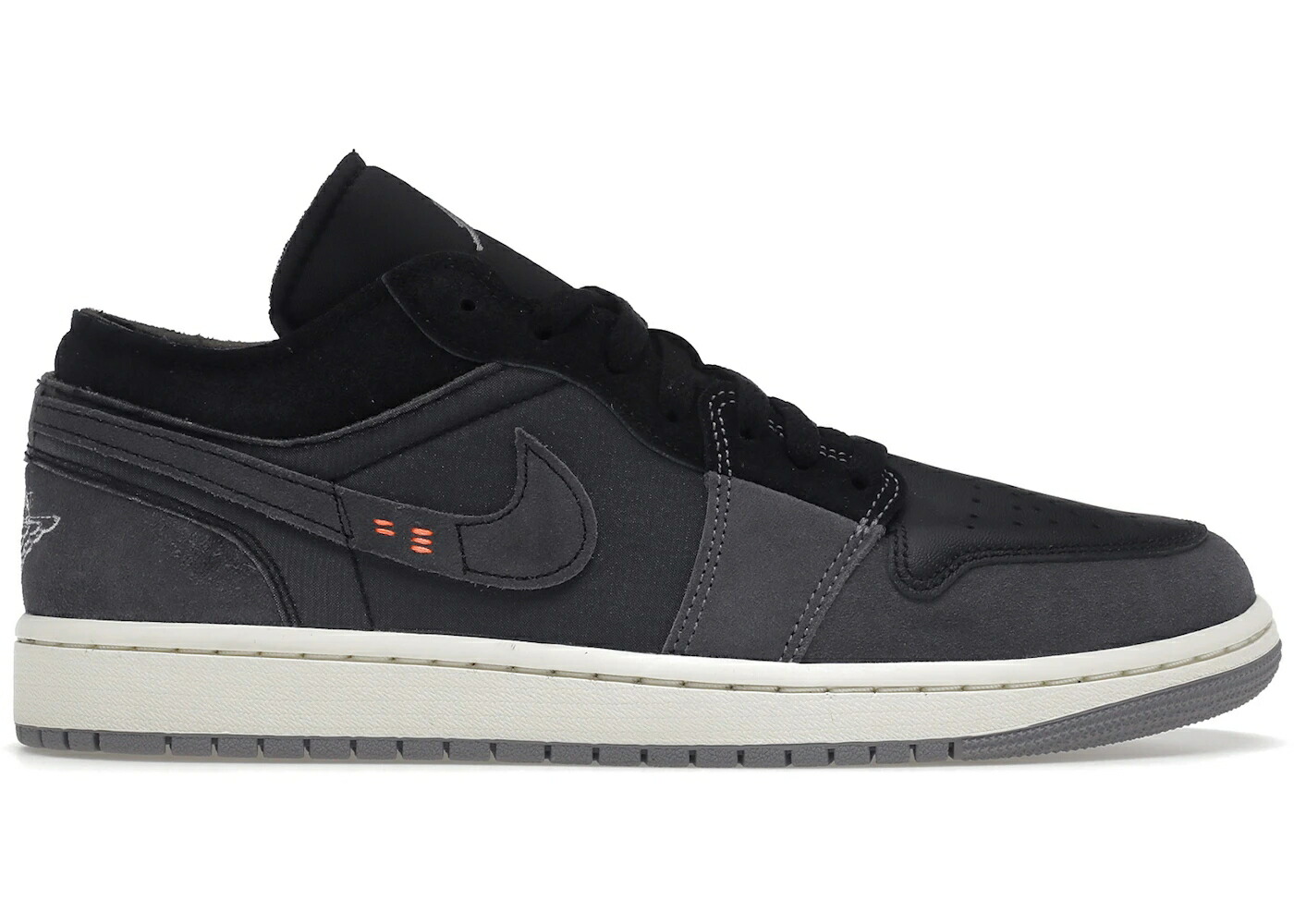 ナイキ ジョーダン 黒いこと 黒いこと 薄墨色 薄墨色 橙 オレンジ色 スニーカー メンズ JORDAN 1 LOW CRAFT INSIDE OUT BLACK / BLACK GREY ORANGE