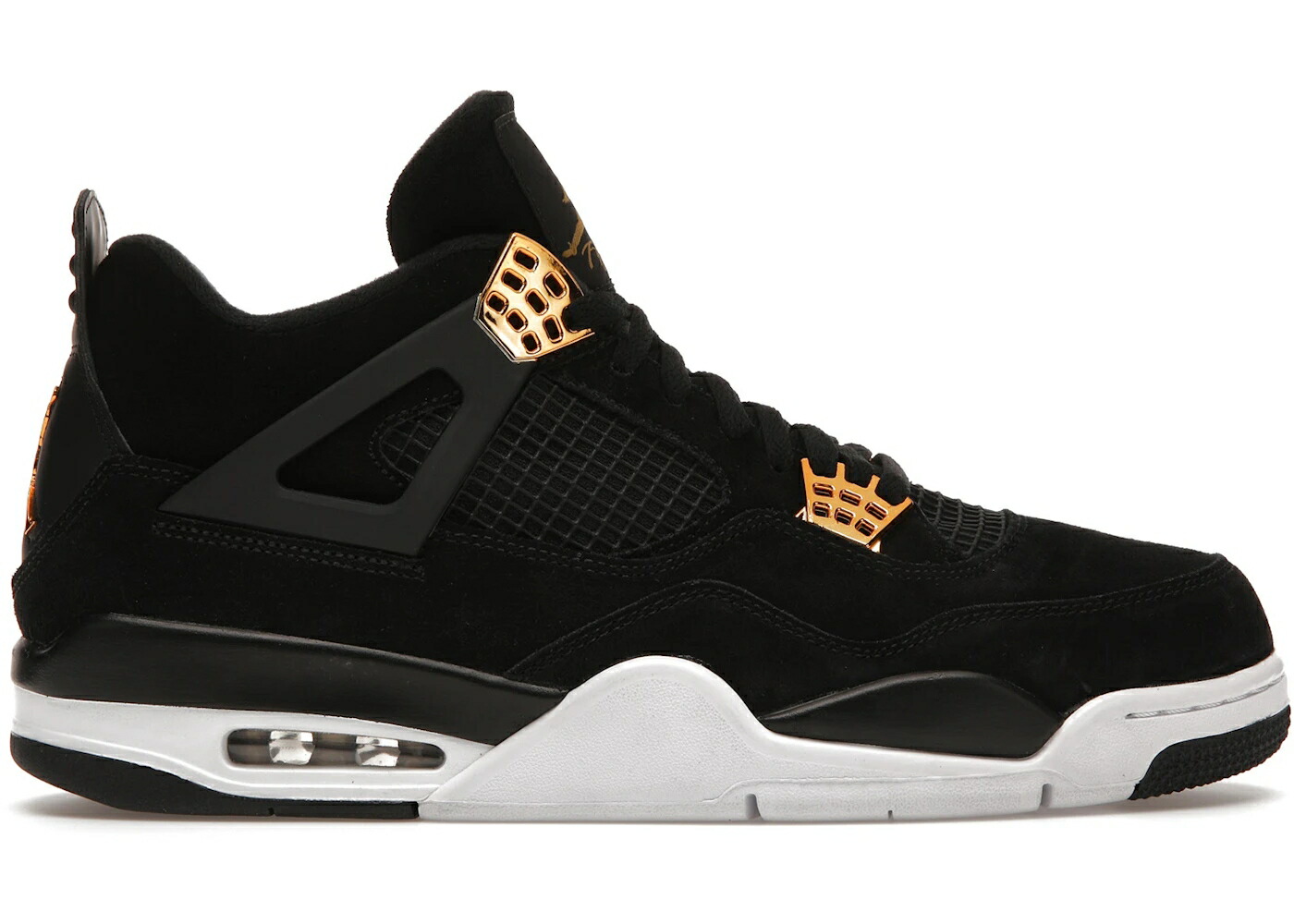 ナイキ ジョーダン 黒色 ブラック ゴールド 白色 ホワイト スニーカー メンズ JORDAN 4 RETRO ROYALTY / BLACK METALLIC GOLD WHITE