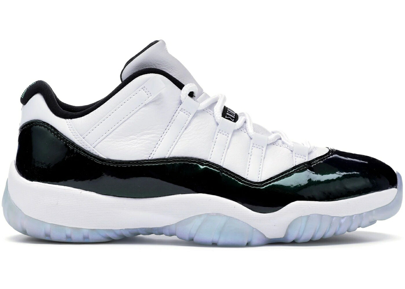 ナイキ ジョーダン 白色 ホワイト 黒色 ブラック ライズ スニーカー メンズ JORDAN 11 RETRO LOW IRIDESCENT / WHITE BLACK EMERALD RISE