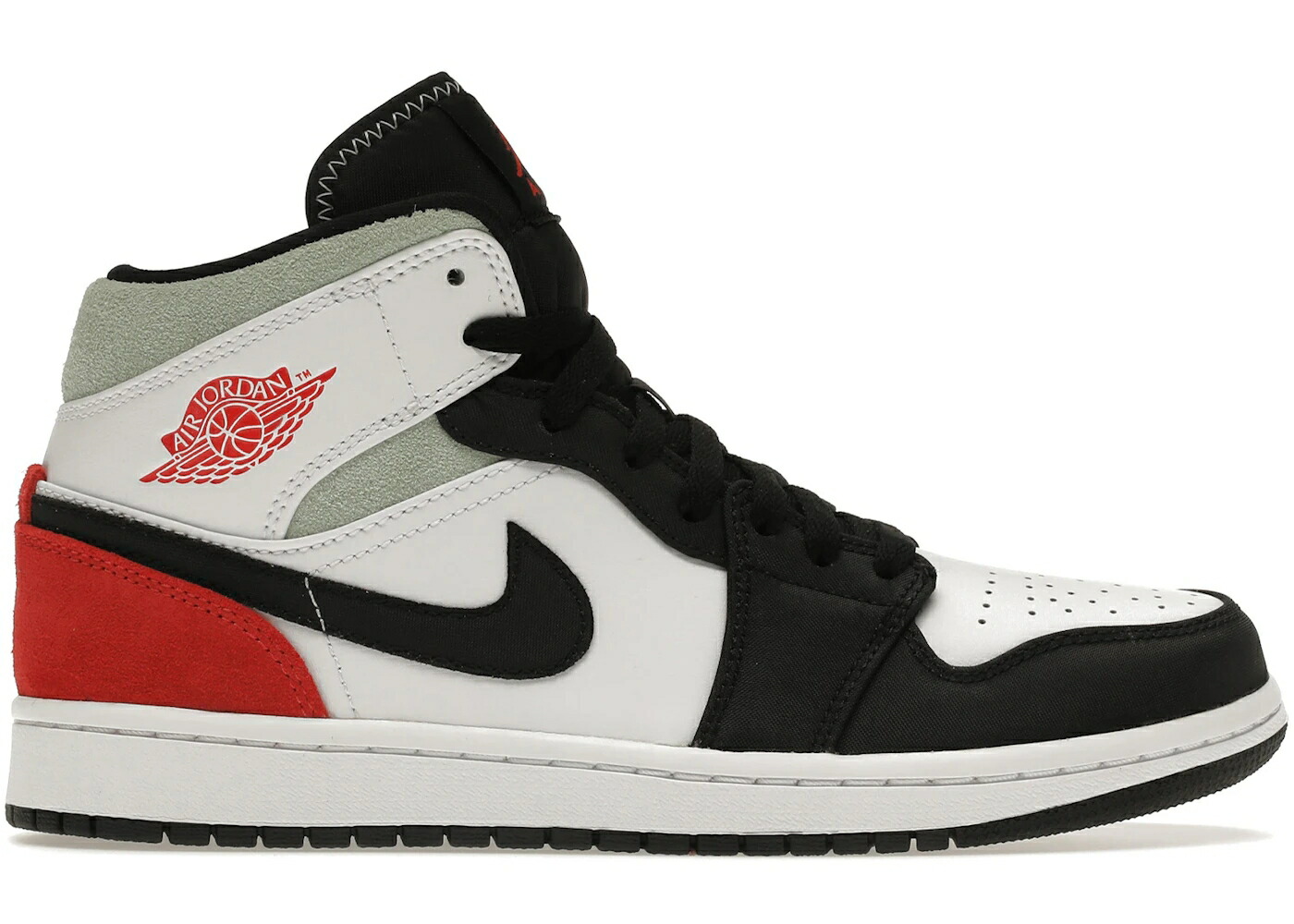 ナイキ ジョーダン ミッド 赤 レッド 黒色 ブラック 白色 ホワイト 灰色 グレー スニーカー メンズ JORDAN 1 MID SE RED BLACK TOE / WHITE BLACK LIGHT SMOKE GREY GYM