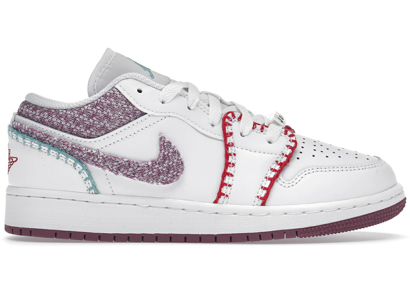 ナイキ ジョーダン 白色 ホワイト ラッシュ ピンク ジュニア キッズ JORDAN 1 LOW WHITE LIGHT BORDEAUX (GS) / WHITE RUSH PINK WASHED TEAL ベビー マタニティ スニーカー