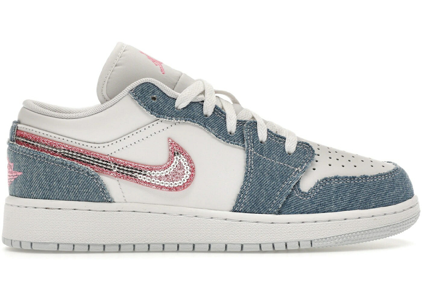 ナイキ ジョーダン ジーンズ 白いこと 白いこと サクラ色 御坊っちゃん キッズ JORDAN 1 LOW SE DENIM SEQUIN (GS) / COBALT BLISS WHITE PINK GLOW もの言う花 マタニティ スニーカー