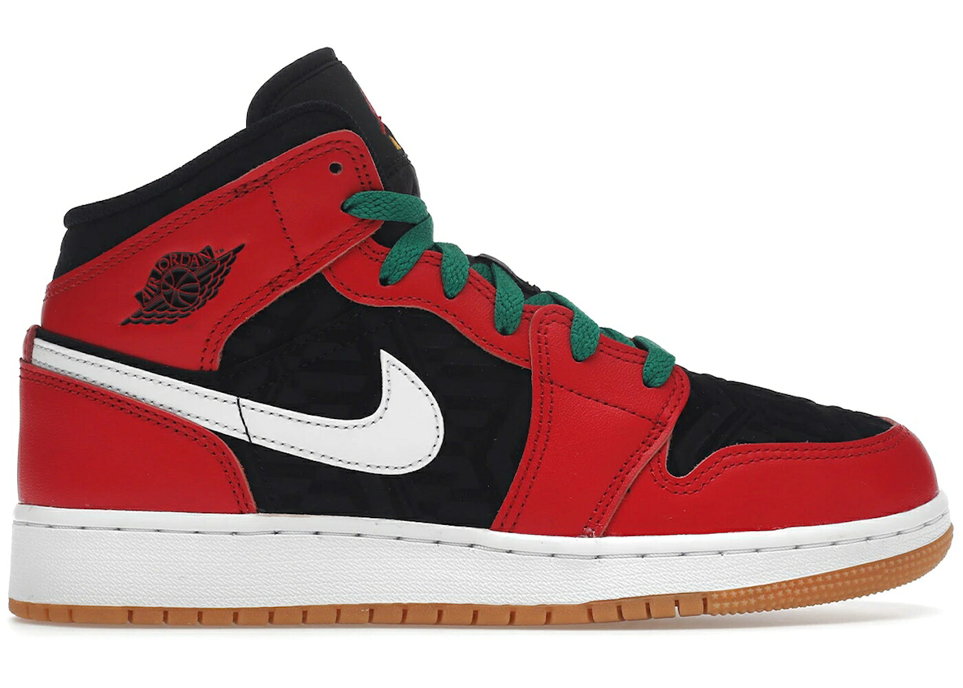 ナイキ ジョーダン ミッド クリスマス 黒色 ブラック ファイア 赤 レッド 白色 ホワイト ジュニア キッズ JORDAN 1 MID SE CHRISTMAS (GS) / BLACK FIRE RED WHITE MALACHITE ベビー マタニティ スニーカー｜スニケス